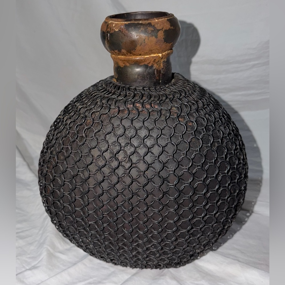 Industrial Chainmail Metal Vase | Gothic Rustic Home Decor | 12”
